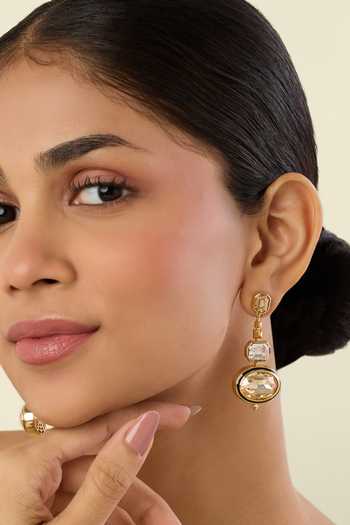 Shop_Isharya_Gold Plated Crystals Lunara Statement Dangler Earrings _Online_at_Aza_Fashions