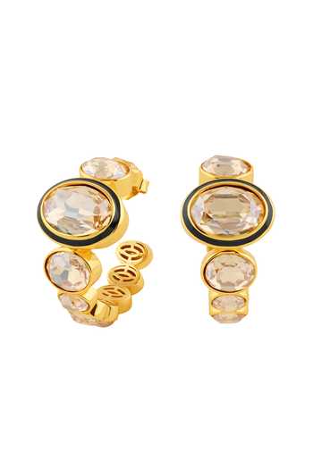 Isharya_Gold Plated Crystals Opalyn Statement Hoop Earrings _Online_at_Aza_Fashions