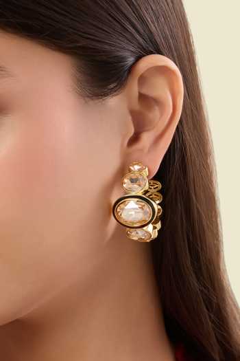 Buy_Isharya_Gold Plated Crystals Opalyn Statement Hoop Earrings _at_Aza_Fashions