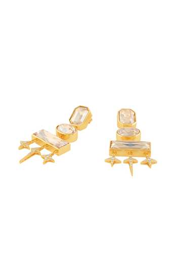 Buy_Isharya_Gold Plated Stones, Crystals Priestessa Statement Dangler Earrings _Online_at_Aza_Fashions