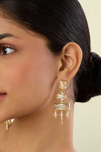 Buy_Isharya_Gold Plated Stones, Crystals Priestessa Statement Dangler Earrings _at_Aza_Fashions