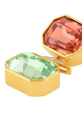 Buy_Isharya_Green Stones, Crystals Serapha Mismatched Drop Earrings _Online_at_Aza_Fashions