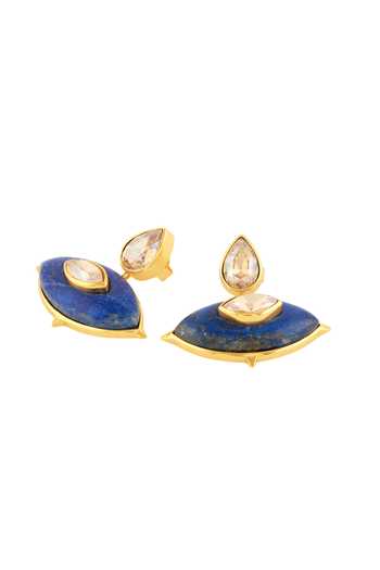 Isharya_Blue Stones, Crystals Rune Eye Drop Earrings _Online_at_Aza_Fashions
