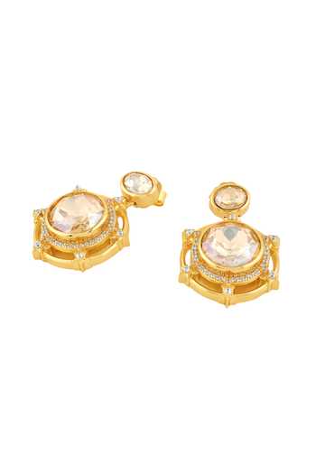Isharya_Gold Plated Stones, Crystals Noctra Statement Drop Earrings _Online_at_Aza_Fashions