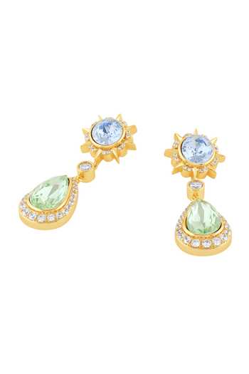 Isharya_Blue Stones, Crystals Axiome Drop Dangler Earrings _Online_at_Aza_Fashions