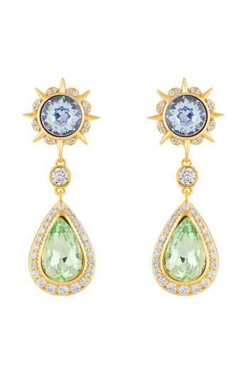 Shop_Isharya_Blue Stones, Crystals Axiome Drop Dangler Earrings _at_Aza_Fashions