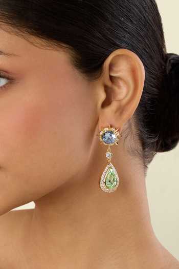 Buy_Isharya_Blue Stones, Crystals Axiome Drop Dangler Earrings _at_Aza_Fashions