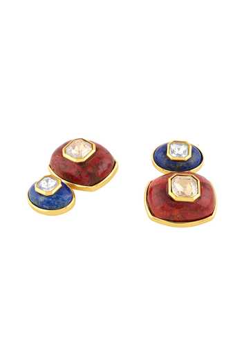 Isharya_Blue Stones, Crystals Arcana Mismatched Dangler Earrings _Online_at_Aza_Fashions