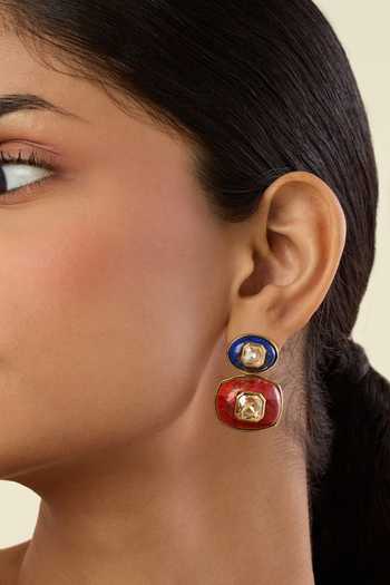 Buy_Isharya_Blue Stones, Crystals Arcana Mismatched Dangler Earrings _at_Aza_Fashions