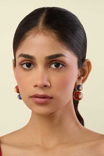 Buy_Isharya_Blue Stones, Crystals Arcana Mismatched Dangler Earrings _Online_at_Aza_Fashions