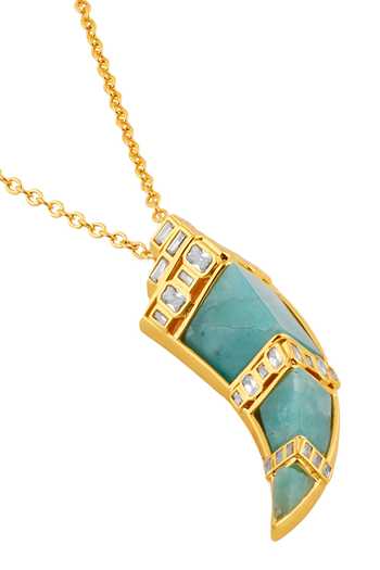 Isharya_Gold Plated Stones, Crystals Daggera Pendant Necklace _Online_at_Aza_Fashions