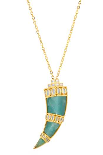 Buy_Isharya_Gold Plated Stones, Crystals Daggera Pendant Necklace _Online_at_Aza_Fashions