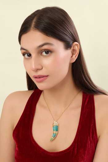 Shop_Isharya_Gold Plated Stones, Crystals Daggera Pendant Necklace _Online_at_Aza_Fashions