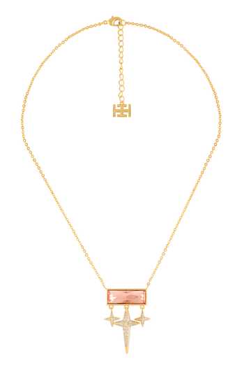 Shop_Isharya_Gold Plated Crystals Riddle Pendant Necklace _at_Aza_Fashions