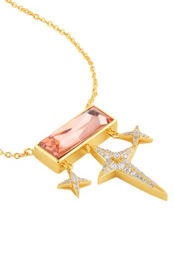 Buy_Isharya_Gold Plated Crystals Riddle Pendant Necklace _Online_at_Aza_Fashions
