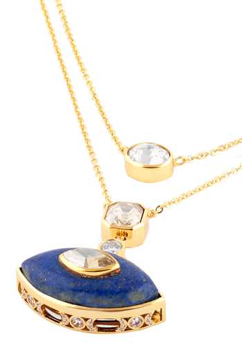 Buy_Isharya_Blue Stones, Crystals Arche Layered Necklace _Online_at_Aza_Fashions