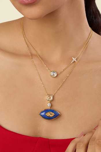 Shop_Isharya_Blue Stones, Crystals Arche Layered Necklace _Online_at_Aza_Fashions