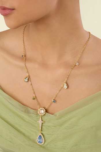 Shop_Isharya_Blue Stones, Crystals Zephyra Embellished Y-necklace _Online_at_Aza_Fashions