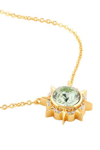 Isharya_Green Crystals, Gemstones Spella Pendant Necklace _Online_at_Aza_Fashions