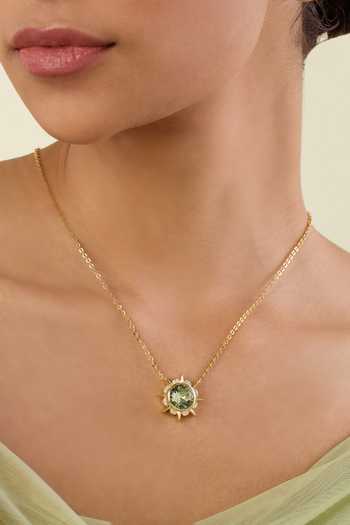 Shop_Isharya_Green Crystals, Gemstones Spella Pendant Necklace _Online_at_Aza_Fashions