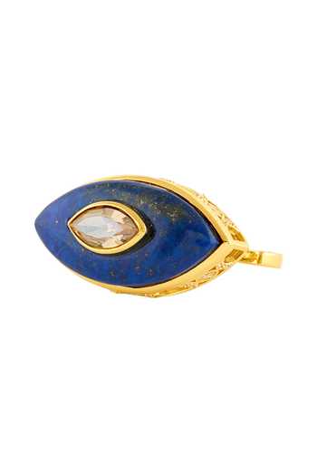 Isharya_Blue Stones, Crystals Cosmic Eye Two Finger Ring _Online_at_Aza_Fashions