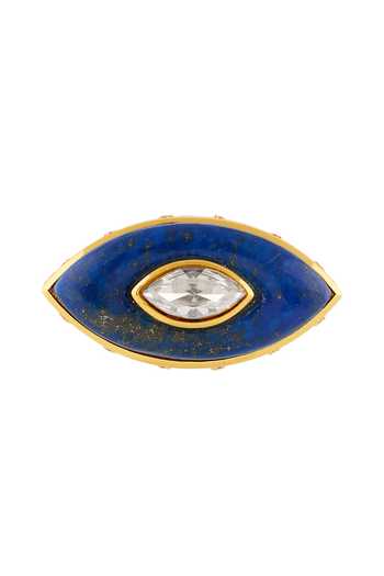 Shop_Isharya_Blue Stones, Crystals Cosmic Eye Two Finger Ring _at_Aza_Fashions
