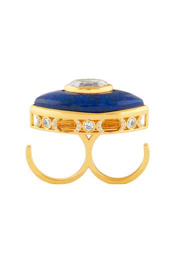 Buy_Isharya_Blue Stones, Crystals Cosmic Eye Two Finger Ring _Online_at_Aza_Fashions