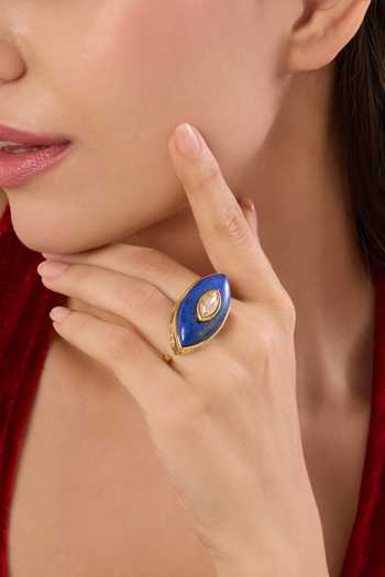 Buy_Isharya_Blue Stones, Crystals Cosmic Eye Two Finger Ring _at_Aza_Fashions
