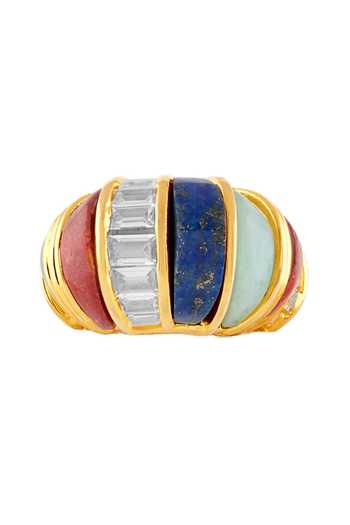 Shop_Isharya_Blue Stones, Crystals Moonveil Bombe Ring _at_Aza_Fashions