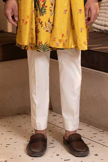Buy_Kaaj Button_Yellow Silk, Cotton, Lycra, Dupion Tree Of Life Print Kurta Set 