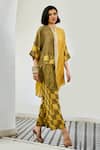 Basil Leaf_Yellow Linen Printed Kurta And Pant Set _Online_at_Aza_Fashions