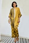 Buy_Basil Leaf_Yellow Linen Printed Kurta And Pant Set _at_Aza_Fashions