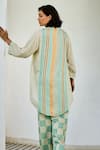 Shop_Basil Leaf_Off White Linen Stripe Print Kurta And Pant Set _at_Aza_Fashions