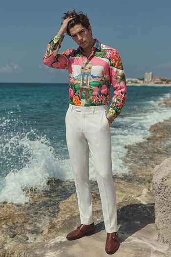 Buy_MR. Ajay Kumar_Multi Color Cotton Minaret Signature Print Shirt _Online_at_Aza_Fashions