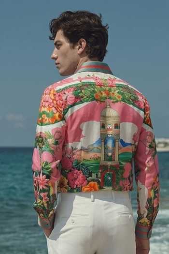 Shop_MR. Ajay Kumar_Multi Color Cotton Minaret Signature Print Shirt _at_Aza_Fashions