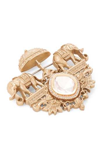 Buy_Cosa Nostraa_Gold Stones, Crystals Royal Heir Brooch 