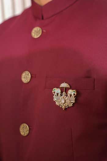 Shop_Cosa Nostraa_Gold Stones, Crystals Royal Heir Brooch _at_Aza_Fashions