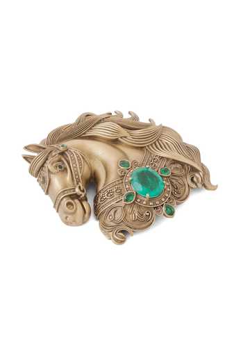 Buy_Cosa Nostraa_Gold Gemstones Royal Elephant Lotus Brooch _Online_at_Aza_Fashions