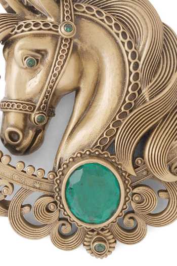 Cosa Nostraa_Gold Gemstones, Brooches Majestic Horse Emerald _Online