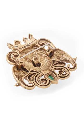 Buy_Cosa Nostraa_Gold Stones Crown Of The Wild Brooch _Online_at_Aza_Fashions
