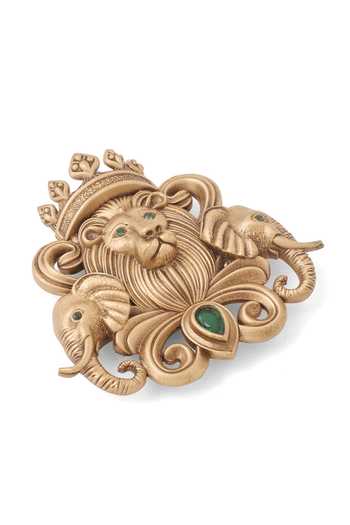 Shop_Cosa Nostraa_Gold Stones Crown Of The Wild Brooch _Online_at_Aza_Fashions