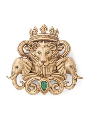Cosa Nostraa_Gold Stones Crown Of The Wild Brooch _at_Aza_Fashions