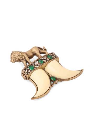 Buy_Cosa Nostraa_Gold Gemstones The Lions Tusk Brooch _Online_at_Aza_Fashions