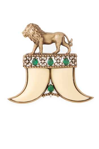 Cosa Nostraa_Gold Gemstones The Lions Tusk Brooch _at_Aza_Fashions
