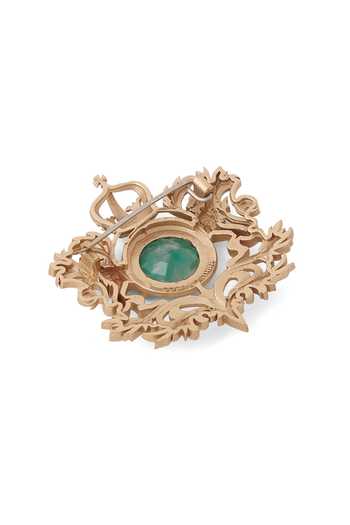 Buy_Cosa Nostraa_Gold Gemstones Twin Peacock Tusk Brooch 