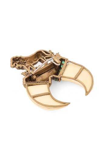 Buy_Cosa Nostraa_Gold Stones Lion Tusker Brooch _Online_at_Aza_Fashions