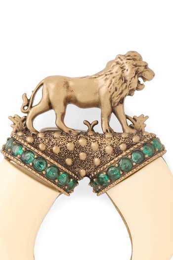 Buy_Cosa Nostraa_Gold Stones Lion Tusker Brooch 