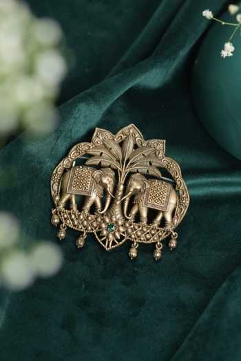 Buy_Cosa Nostraa_Gold Brooches Royal Elephant Duo 