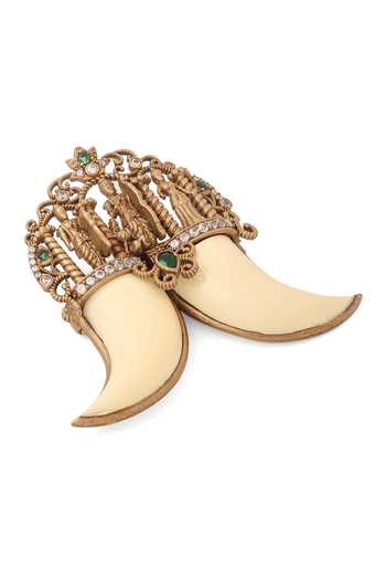 Buy_Cosa Nostraa_Gold Stones, Crystals, Divine Ram Darbar Tusk Brooch 