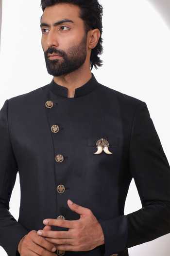 Shop_Cosa Nostraa_Gold Stones, Crystals, Divine Ram Darbar Tusk Brooch 
